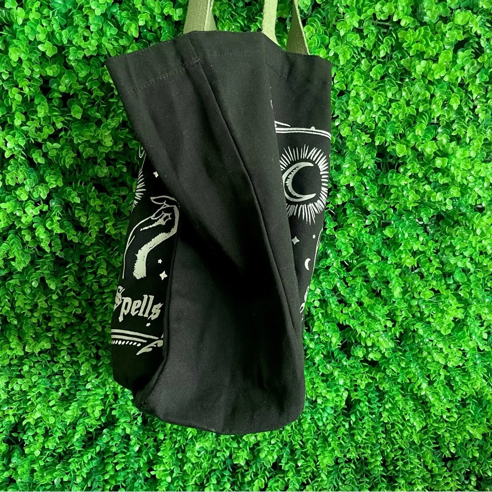Book of Spells Black Double Sided Canvas Tote NEW Magic